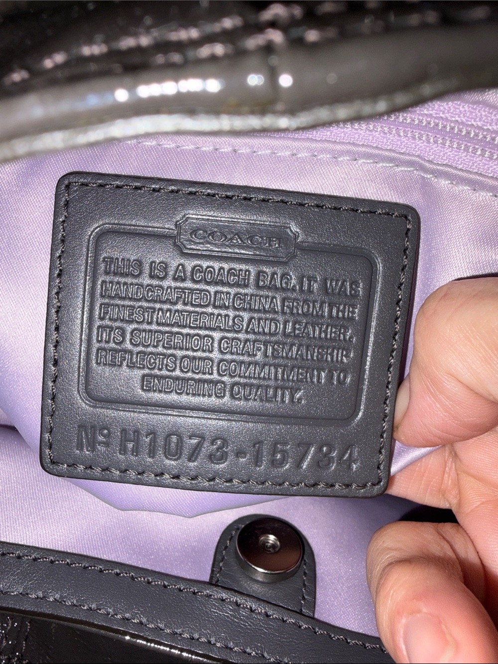 COACH MAGGIE IN GRAPHITE GRAY PATENT LEATHER  #15734 - Picture 9 of 11